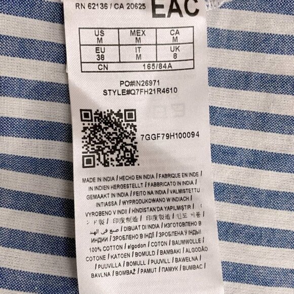 Guess Blue White Striped Off Shoulder Eyelet Trim Top M - Picture 4 of 13